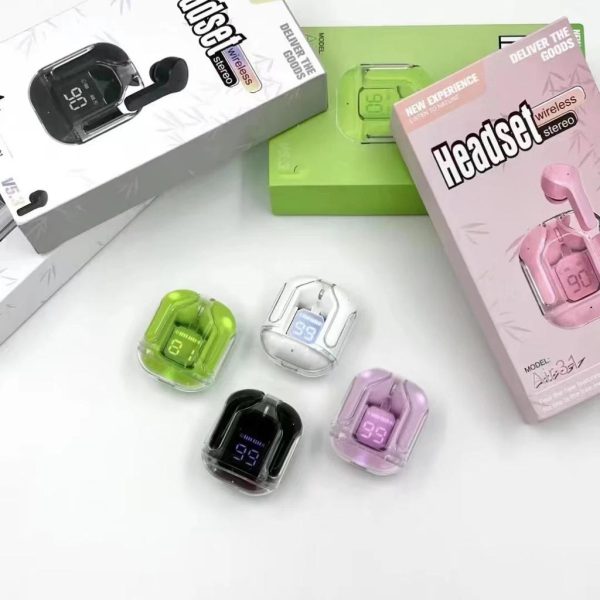 Air31 Earbuds Wireless Crystal Transparent Body – With Silicone Cover